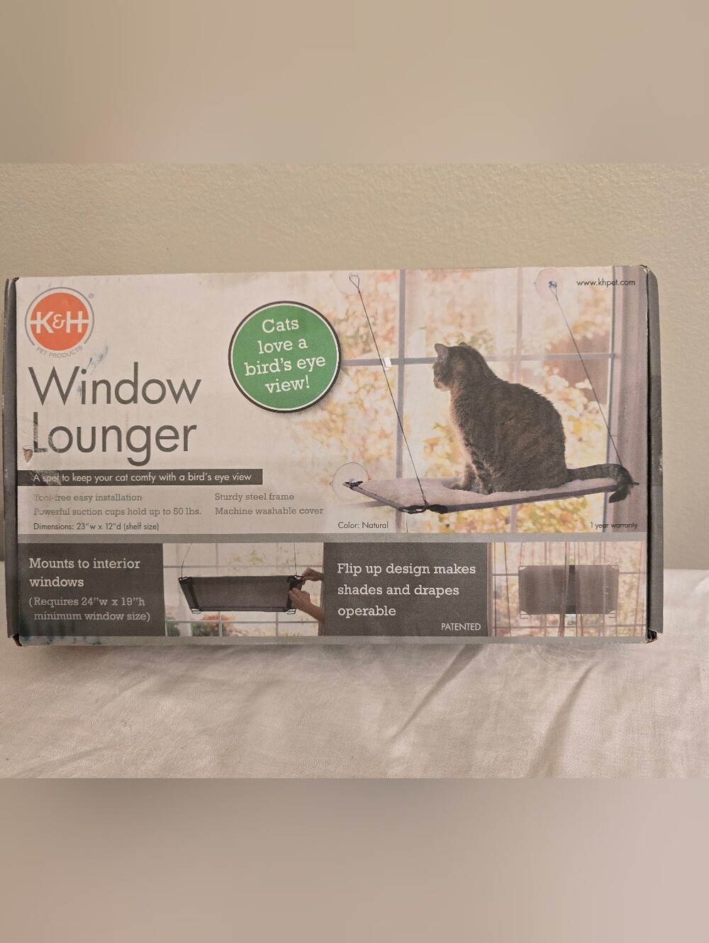 New In Box Window Lounger Cat Bed in Natural